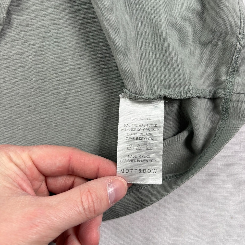 Mott & Bow Shirt Mens Medium Gray Green Crew Neck Short Sleeve Tee Huckberry - Picture 5 of 8